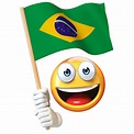 Foto de Emoji Segurando A Bandeira Brasileira Emoticon Acenando A ...