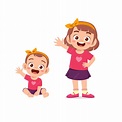 Premium Vector | Cute little girl say hello with young sister