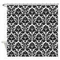 Black and White damask Shower Curtain by Zandiepants
