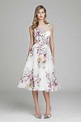 White Silk Organza Floral Tea Length Dress | Tea length bridesmaid ...