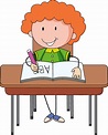 A doodle kid doing homework cartoon character isolated 2199168 Vector ...
