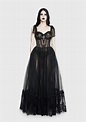 Widow Gothic Lace Bustier Sleeveless Maxi Dress - Black – Dolls Kill