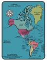 Mapa de América con división política con nombres y capitales para ...