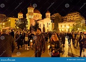Celebrações Ortodoxos Da Páscoa Dos Cristãos Em Tessalónica, Grécia ...