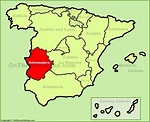 Extremadura location on the Spain map