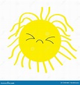 Sleepy Sun Shining Icon Set. Kawaii Face with Different Emotions. Cute ...