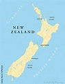 New Zealand political map with capital Wellington, national borders ...