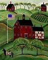 American Folk Art Red Quilt Horse Barn Painting by Cheryl Bartley ...