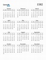 1582 Calendar (PDF, Word, Excel)