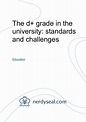 The d+ grade in the university: standards and challenges - 174 Words ...