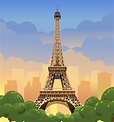 torre eiffel en parís. puesta de sol en los campos elíseos. París por ...