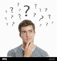 young man,thinking,question mark,questioning Stock Photo: 94550417 - Alamy