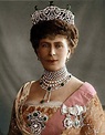 Mary of Teck, Queen consort of King George V, wearing the Delhi Durbar ...