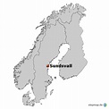 StepMap - Sundsvall auf Skandinavien Karte - Landkarte für Europa