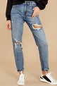 Trendy Blue Jeans - Boyfriend Jeans - Distressed Denim - $46 – Red ...