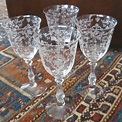 Set 4 Fostoria "Navarre" Etched Crystal Water Glasses Stems Goblets ...