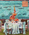 Teal under the sea wedding table linens | Sea wedding theme, Sea ...