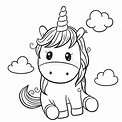 Cartoon unicorn outlined for coloring book isolated on a white ...