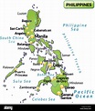 Karte der Insel der Philippinen als eine Übersichtskarte in grün Stock ...