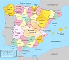 Spanien Karte mit Regionen & Landkarten mit Provinzen