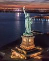 Statue of Liberty with FlyNYON Sunset Flight | New york statue, Statue ...