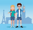Turistas de dibujos animados y diseño de viajes mundiales | Vector Premium