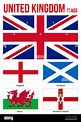 Reino Unido banderas Colección ilustración vectorial sobre fondo blanco ...