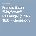 Francis Eaton, "Mayflower" Passenger (1596 - 1633) - Genealogy | May ...