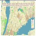 White Plains New York US PDF Vector Map: Exact High Detailed City Plan ...