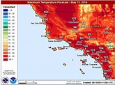 Los Angeles temperature map - Map of Los Angeles temperature ...