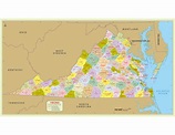 Buy Printed Virginia Zip Code Map With Counties