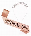 Kit Aniversário Faixa Birthday Girl E Tiara Happy Champanhe ...