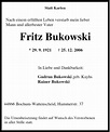 Traueranzeigen von Fritz Bukowski | Trauer-in-NRW.de