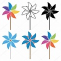 Vector colorful and black and white pinwheel set — Stock Vector ...