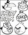 Dibujo para imprimir y colorear de Angry Birds al completo
