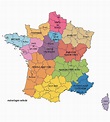 Landkarte Frankreich Regionen und Hauptstädte kostenlos