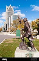 Statue of Antoine de la Mothe Cadillac, founder of Detroit. Hart Plaza ...