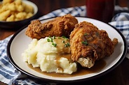 Classic Southern-style Fried Chicken, with Mashed Potatoes and Gravy ...