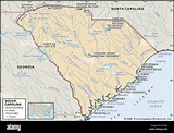 Cartina Fisica della Carolina del Sud Foto stock - Alamy