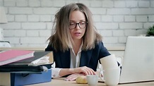 Funny Portrait Of Disheveled Business Woman Stock Footage SBV-338765411 ...
