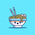 Cute Ramen Noodle Cartoon Vector Icon Illustration. Food Noodle Icon ...