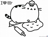 Pusheen Coloring Pages Busy Cooking - Free Printable Coloring Pages