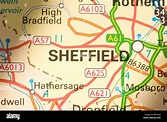 Close up of the map of Sheffield England Stock Photo - Alamy