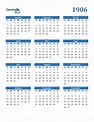 1906 Calendar (PDF, Word, Excel)