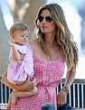 Gisele Bundchen and her adorable baby girl coordinate in pretty pink ...