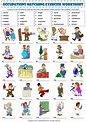 Jobs occupations professions vocabulary matching exercise worksheet ...