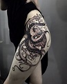 Octopus tattoo on thigh dark side by Kristina Belkina - | Hip tattoo ...