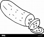 freehand drawn black and white cartoon sliced cucumber Stock Vector ...