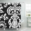 SUTTOM Retro Black and White Custom Damask Pattern Shower Curtain 60x72 ...