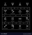 Zodiac signs chart set isolated on black Vector Image